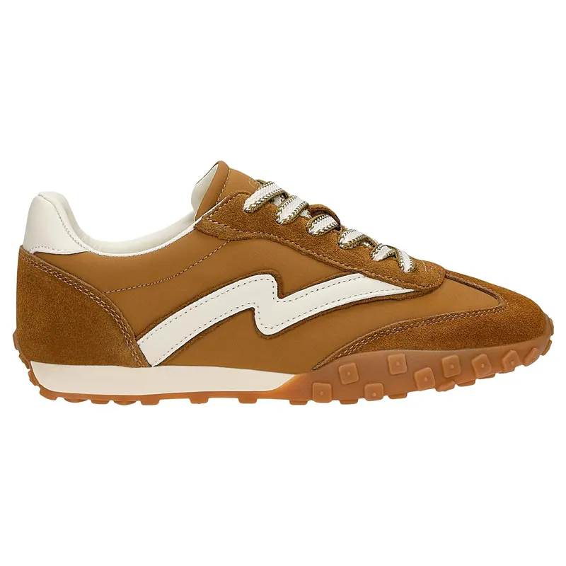Sneakers maro RELAKS din materiale combinate