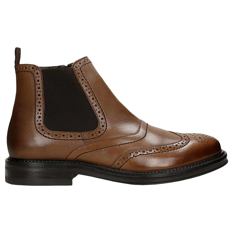 Botine din piele maro cu fermoar bărbați