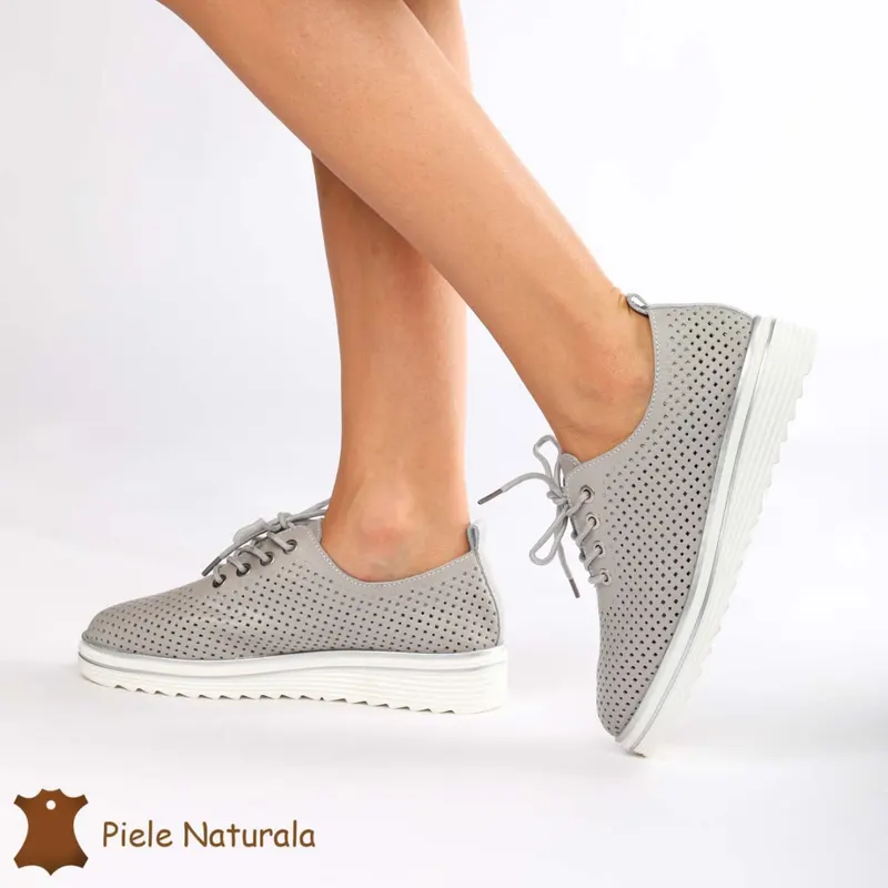 Pantofi casual dama din Piele naturală CRL0113 GRI