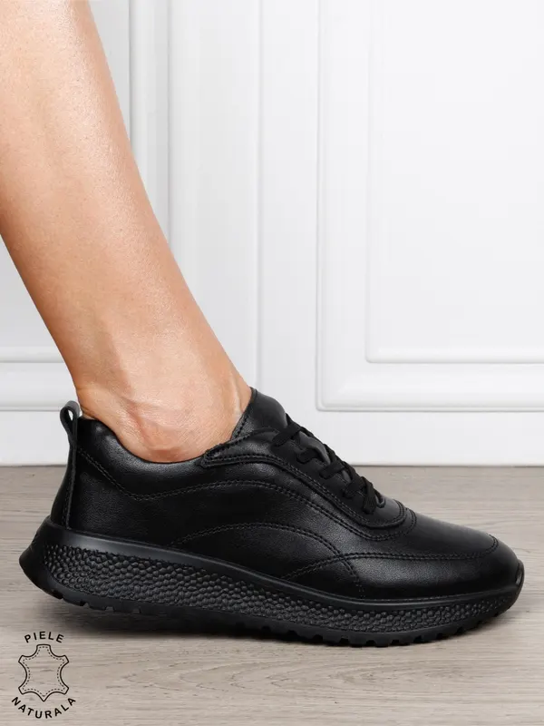 Pantofi casual din piele naturală pentru un stil autentic CRL1816 NEGRU