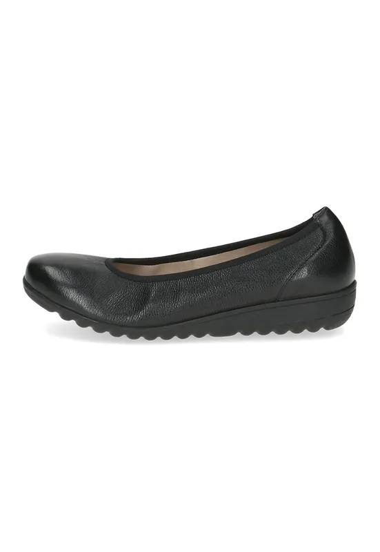 Balerini de piele cu varf rotund - Negru stins