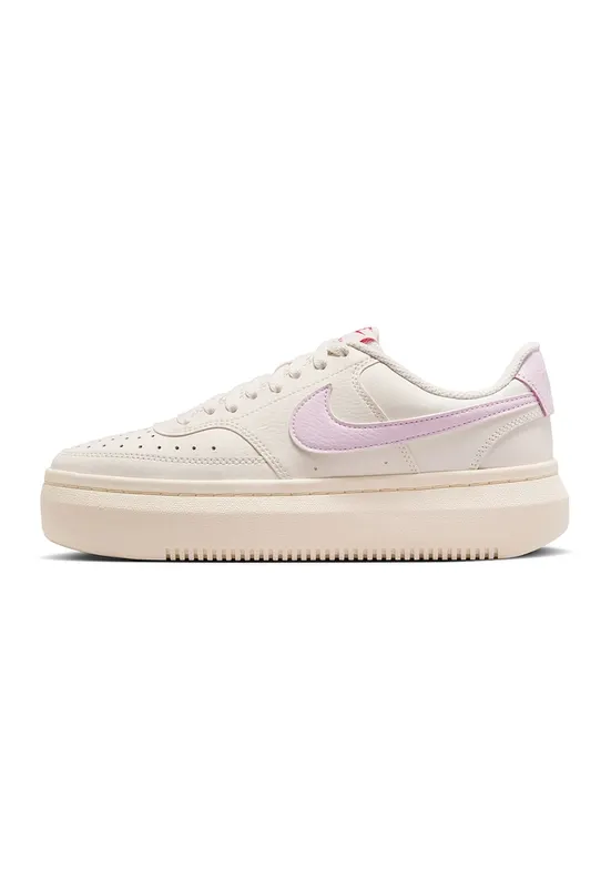 Pantofi sport din piele si piele ecologica cu talpa flatform Court Vision - Lila/Crem