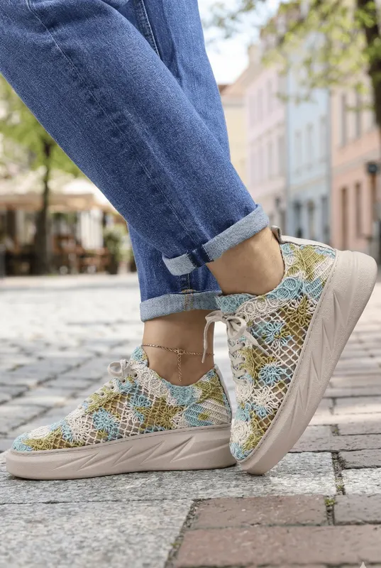 Pantofi Casual din Piele cu Dantela - SANDY MULTIBLU