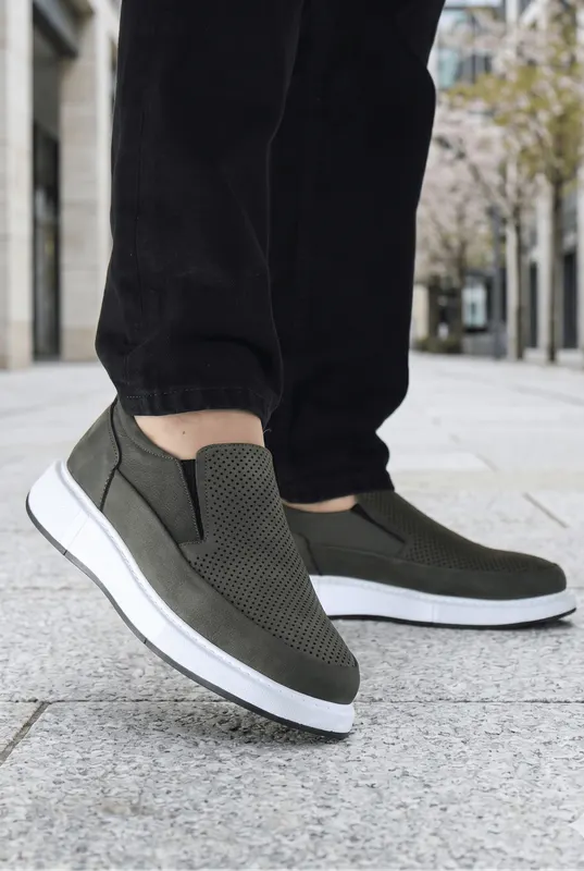 Pantofi Casual tip Slip-On din Piele GRI - FYZ GREY