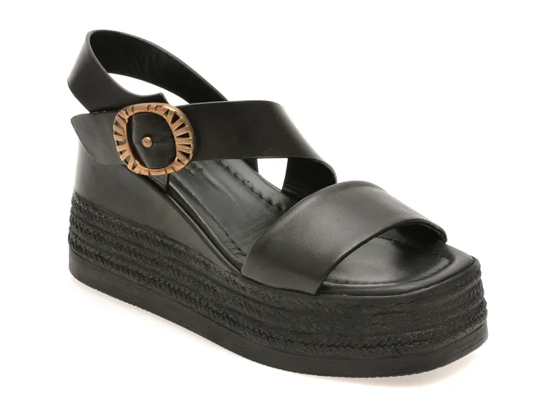 Sandale negre, 1766347, din piele naturala