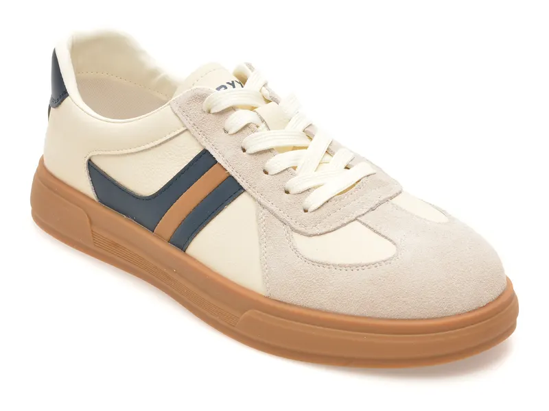 Pantofi sport albi, T61895, din piele naturala