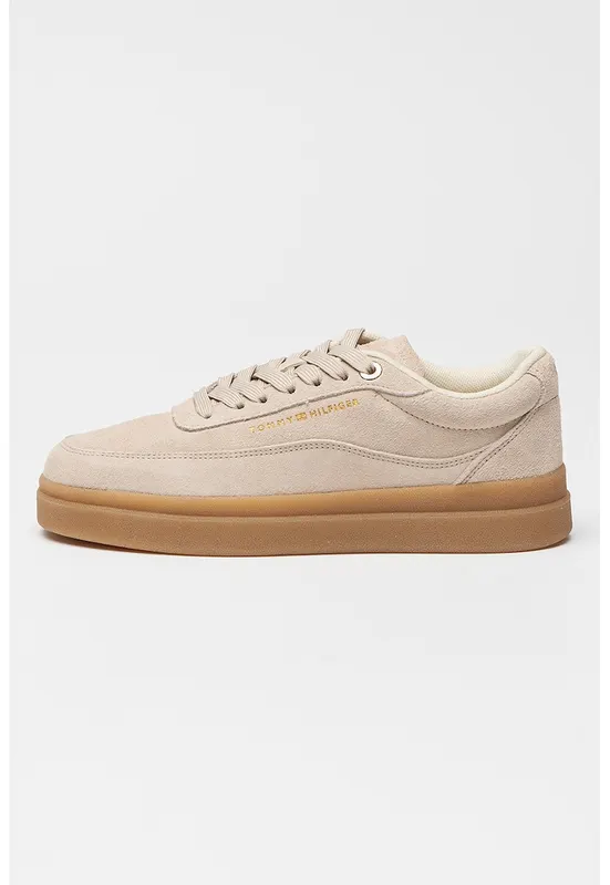 Pantofi sport din piele intoarsa cu logo discret Modern - Grej