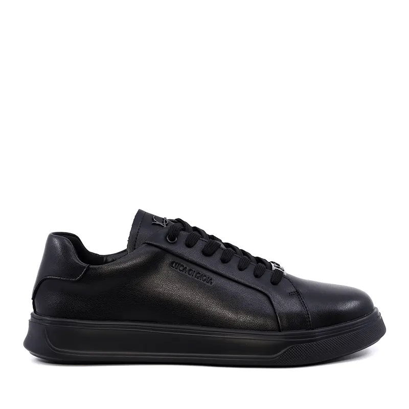 Sneakers bărbați Luca di Gioia negri din piele cu logo frontal 3911BP791N