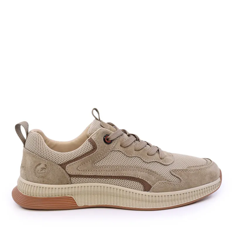 Sneakers bărbați bej din piele și textil 1921BP0370VBE