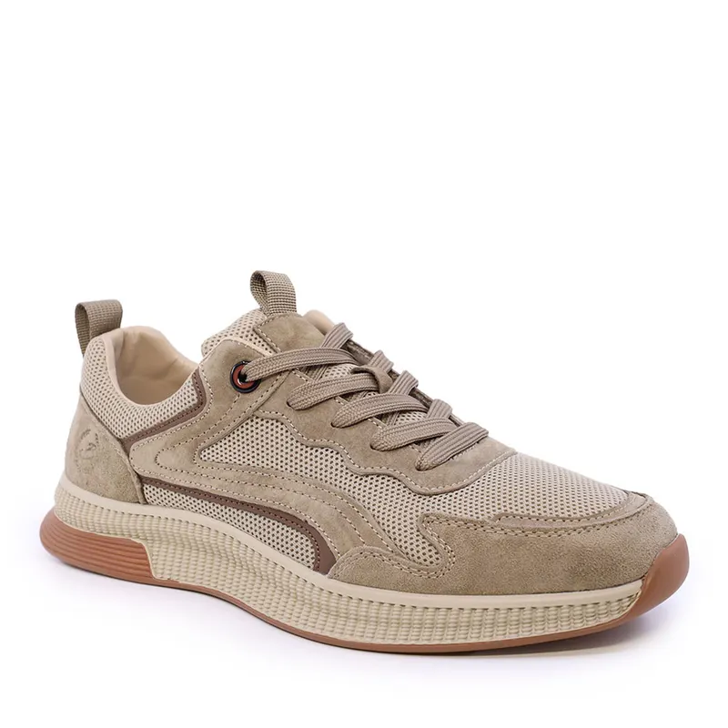 Sneakers bărbați bej din piele și textil 1921BP0370VBE — imaginea 2