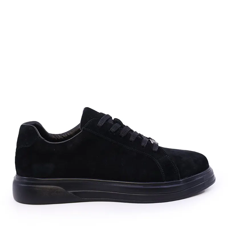 Sneakers ușori bărbați negri din piele întoarsă 3851BP792VN