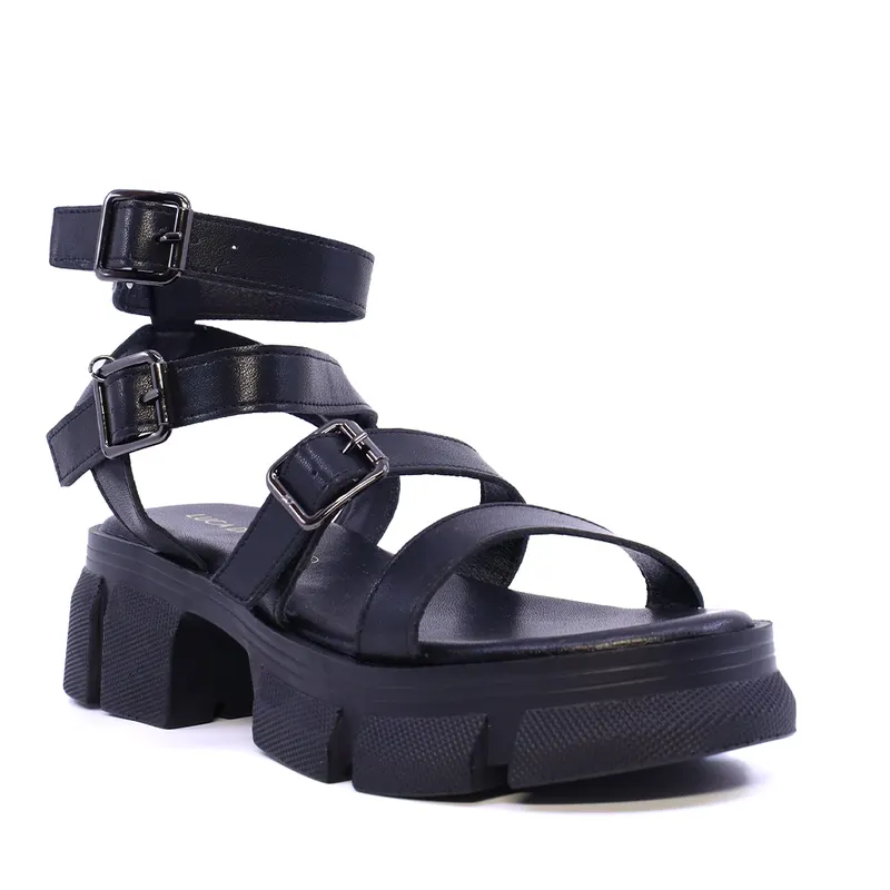 Sandale romane femei Luca di Gioia negre din piele 1291DS3150N