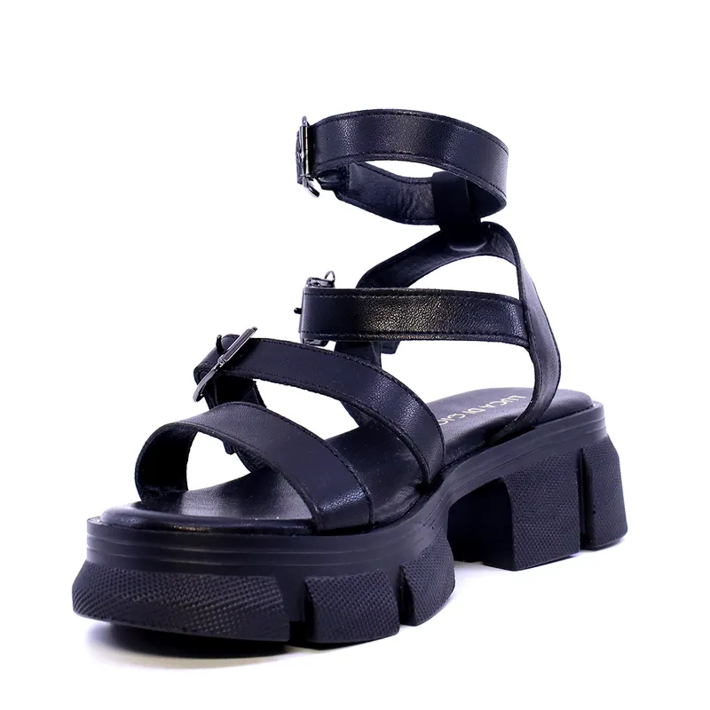 Sandale romane femei Luca di Gioia negre din piele 1291DS3150N — imaginea 2