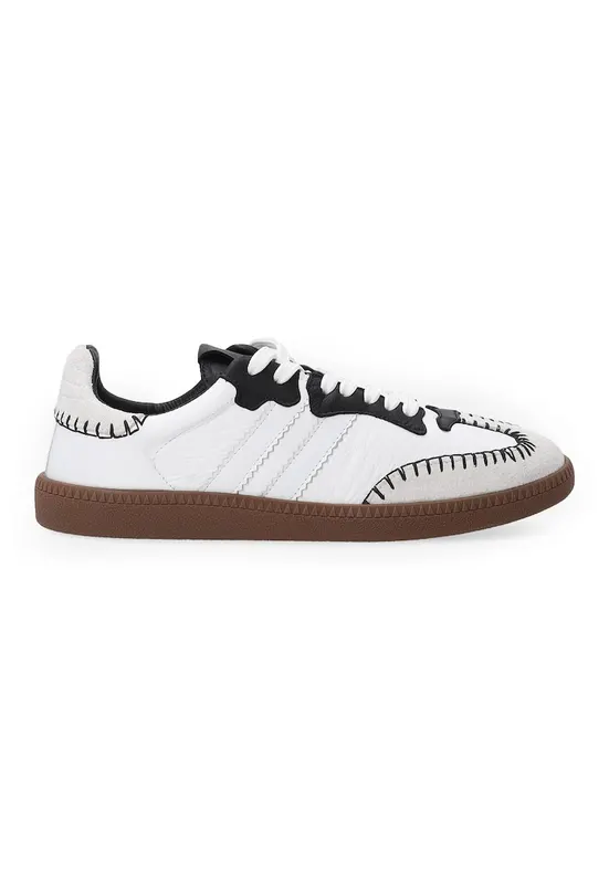 Pantofi sport din piele cu cusaturi contrastante - Alb