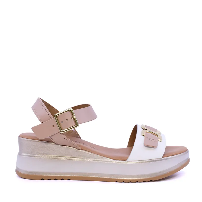 Sandale cu platformă femei nude din piele 2611DS3283NU