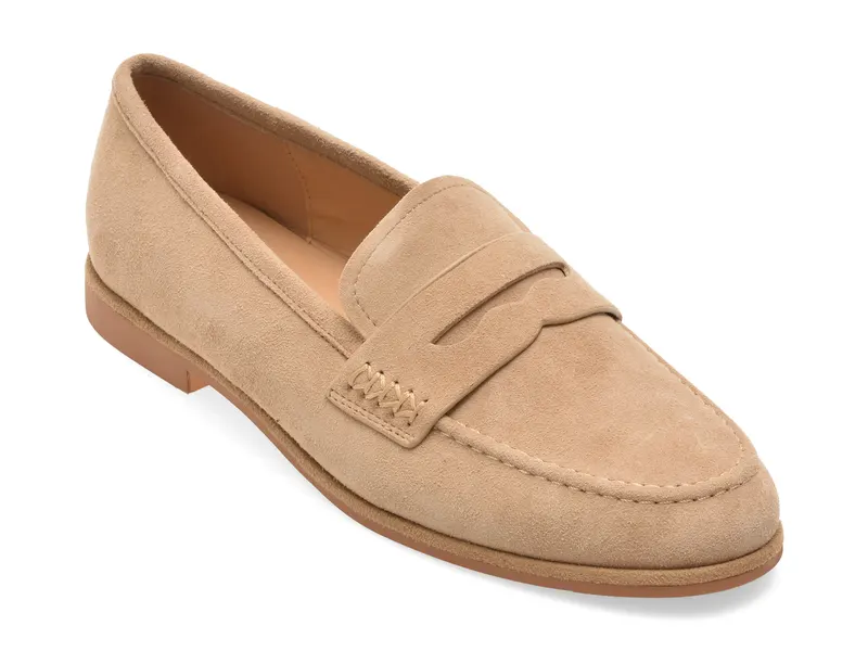 Mocasini EPICA bej, 1572D11, din piele intoarsa