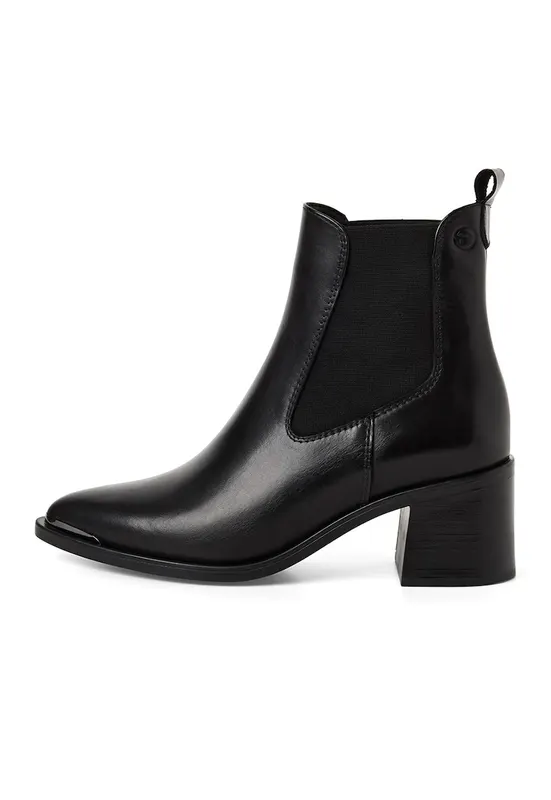 Botine Chelsea de piele intoarsa cu toc masiv - Negru