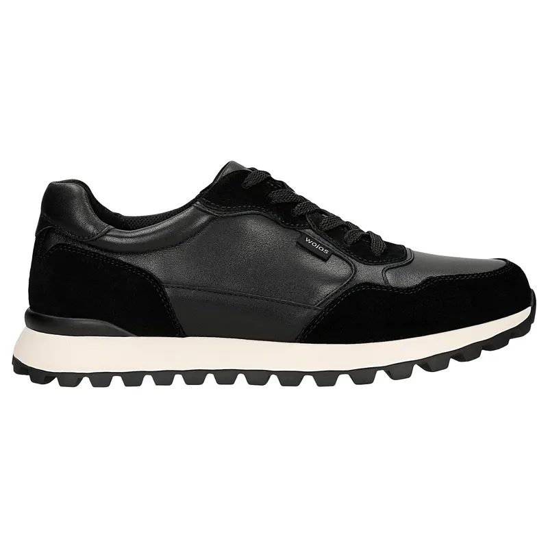 Sneakers negri bărbați din piele combinată
