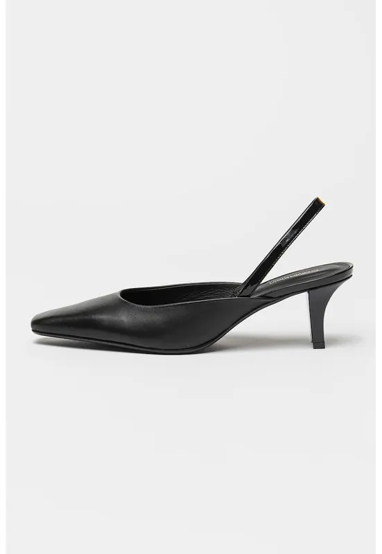 Pantofi de piele cu toc clasic - Negru