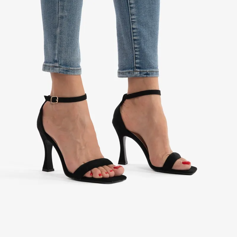 SANDALE ELEGANTE DIN PIELE ECOLOGICA Intoarsa CU Toc Special CRL0753 NEGRU
