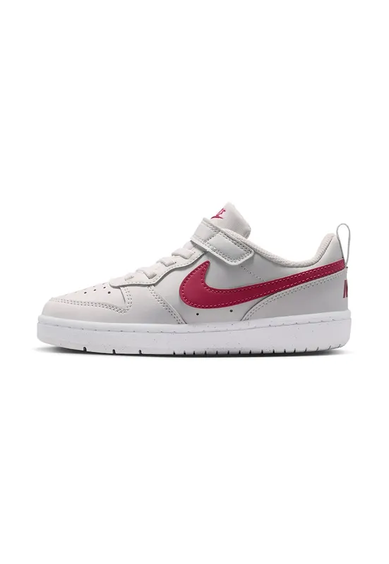 Pantofi sport Court Borough din piele ecologica cu inchidere velcro - Alb/Roz zmeuriu