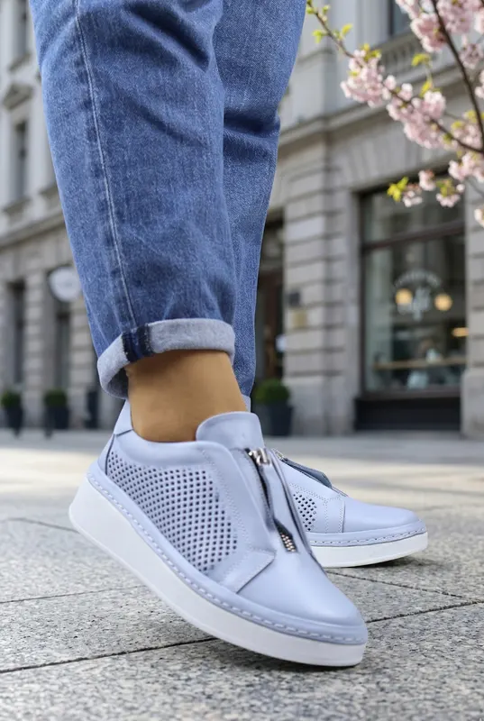Pantofi Sport-Casual din Piele cu Fermoar - LYA BLU