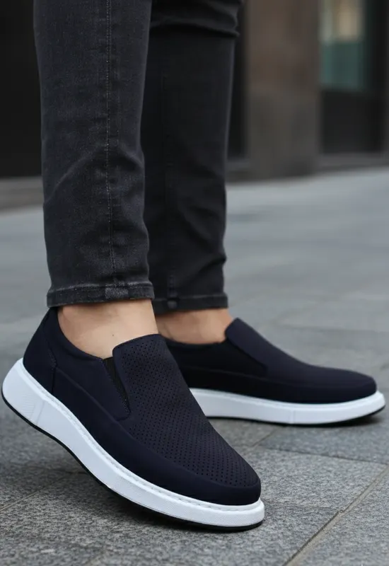 Pantofi Casual tip Slip-On din Piele Albastri - FYZ BLU
