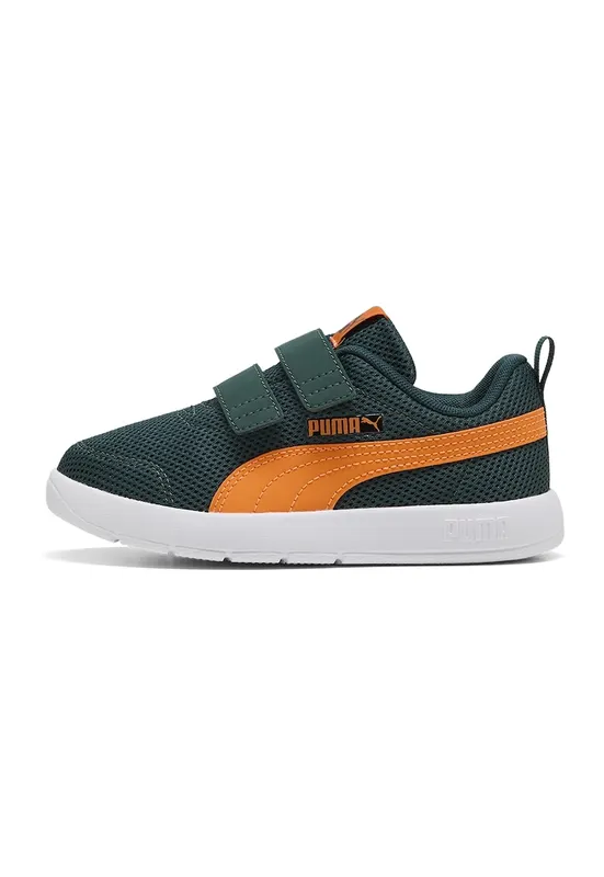 Pantofi sport Courtflex de plasa cu velcro - Portocaliu/Verde englez