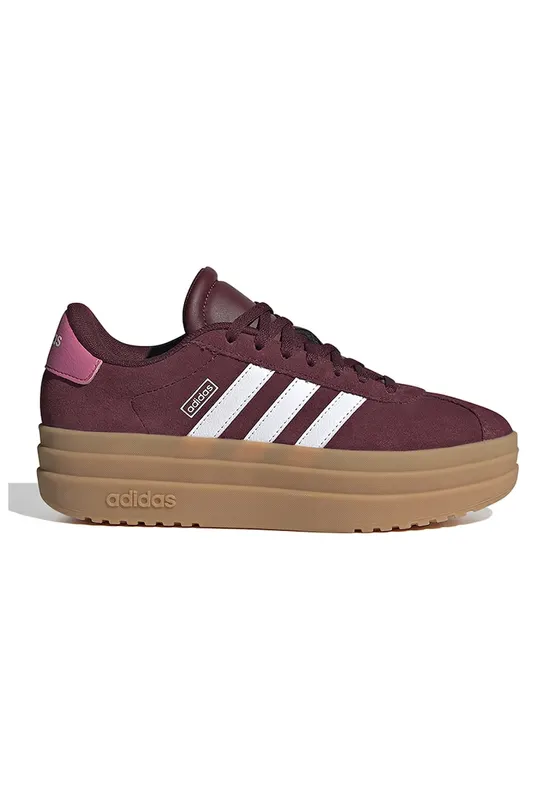 Pantofi sport Court Bold din piele intoarsa cu talpa flatform - Visiniu