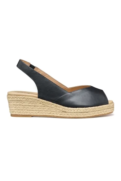 Sandale wedge de piele - Albastru ultramarin