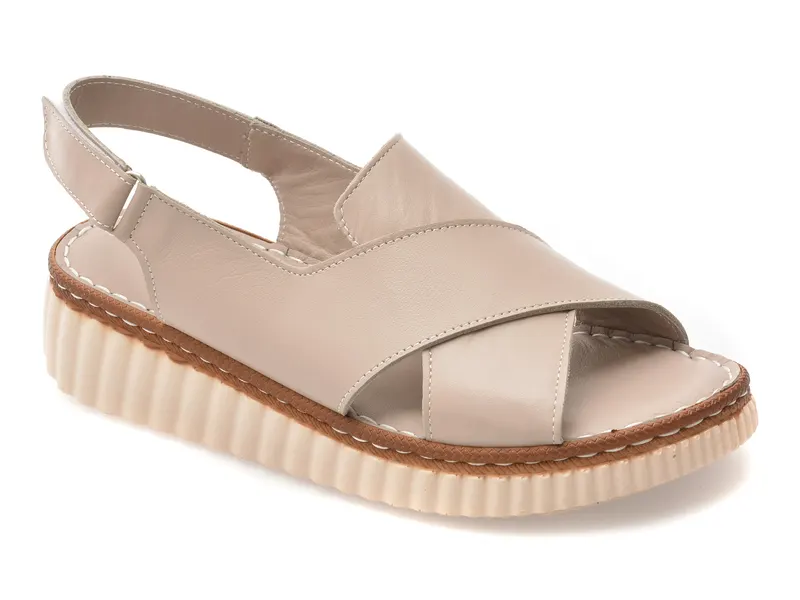 Sandale gri, CS3205, din piele naturala