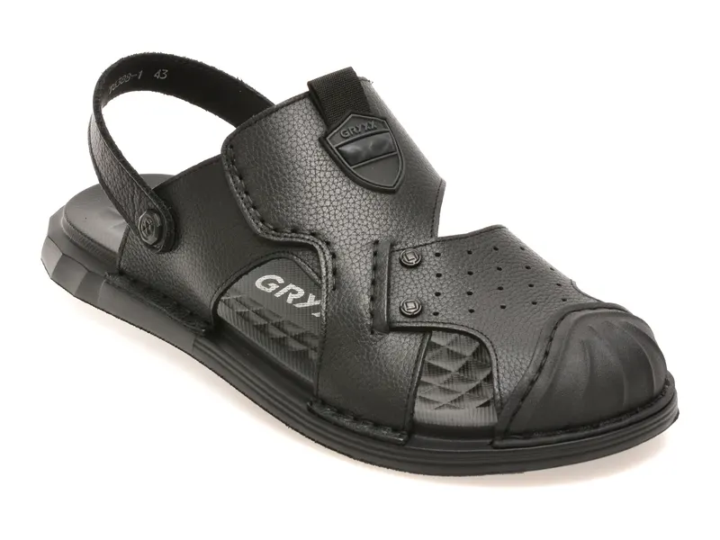 Sandale negre, T6388, din piele naturala