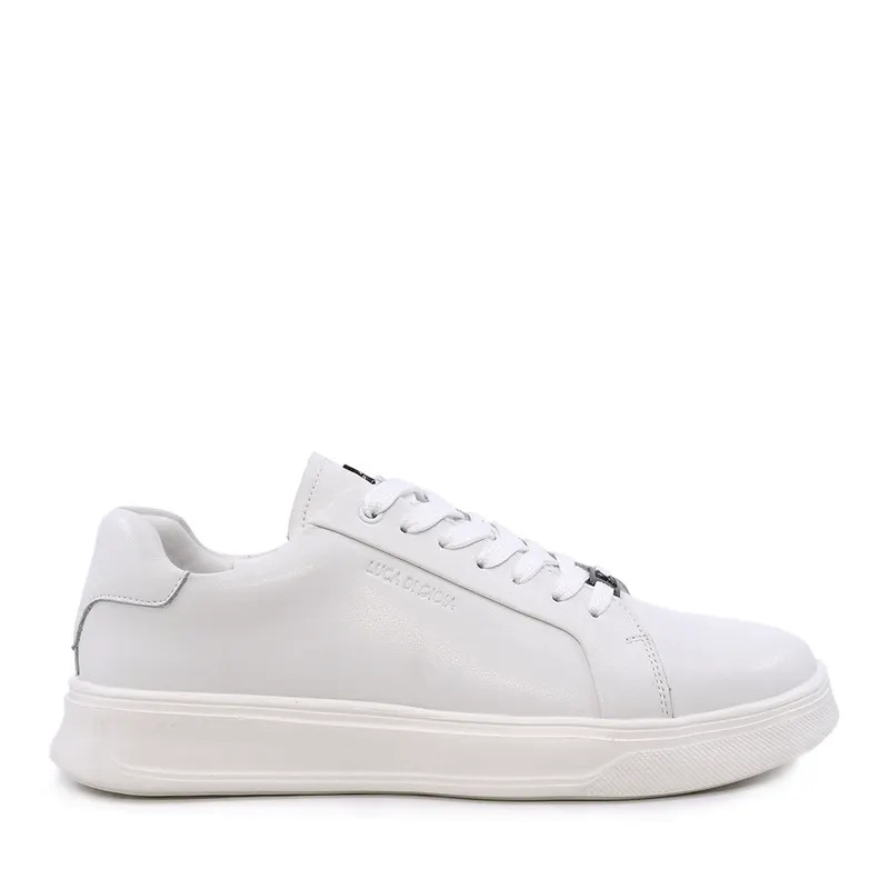 Sneakers bărbați Luca di Gioia albi din piele cu logo frontal 3911BP791A