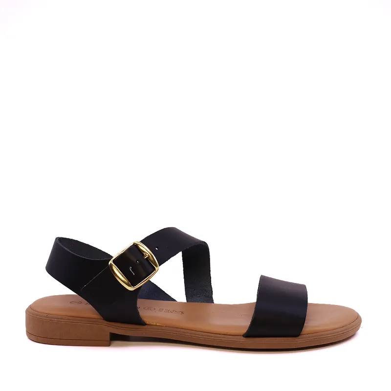 Sandale cu talpă joasă femei negre din piele 2619DS0068N