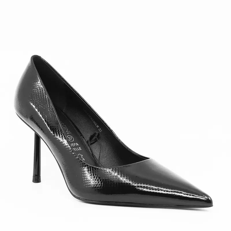 Pantofi stiletto femei Enzo Bertini negri din piele lăcuită 1621DP2330LN — imaginea 2