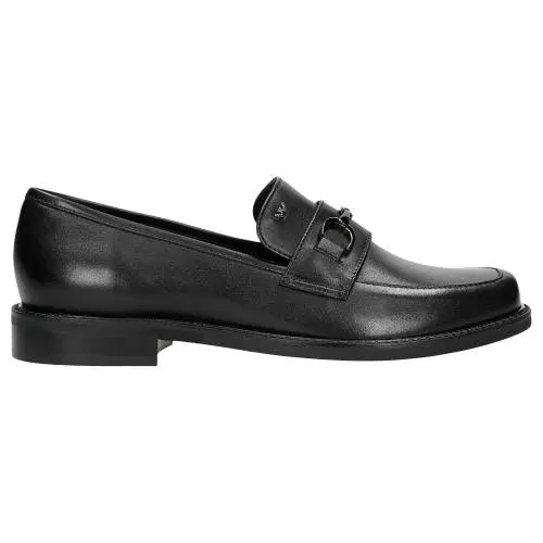 Mocasini negri cu inserți decorativă damă