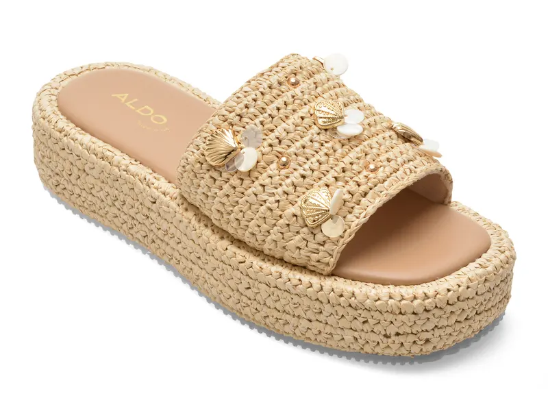 Papuci bej, BOHEMINIA 101, din material textil