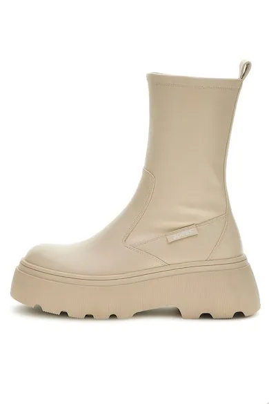 Ghete flatform de piele ecologica Nerea - Crem