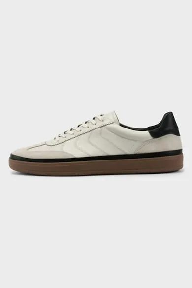 Pantofi sport cu insertii de piele intoarsa - Crem