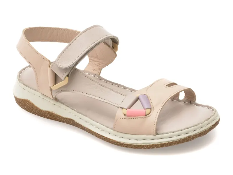 Sandale bej, CS3210, din piele naturala