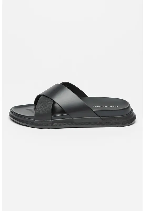 Papuci din piele Density - Negru