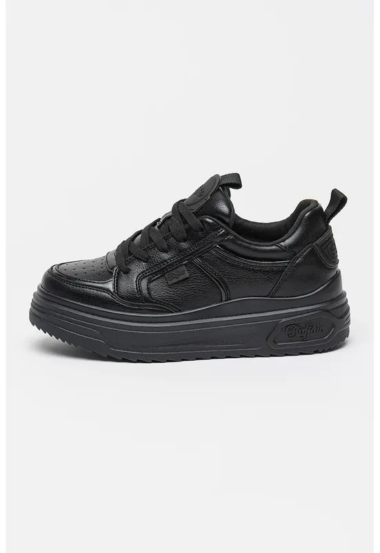 Pantofi sport low-cut din piele ecologica cu talpa flatform Vectra - Negru