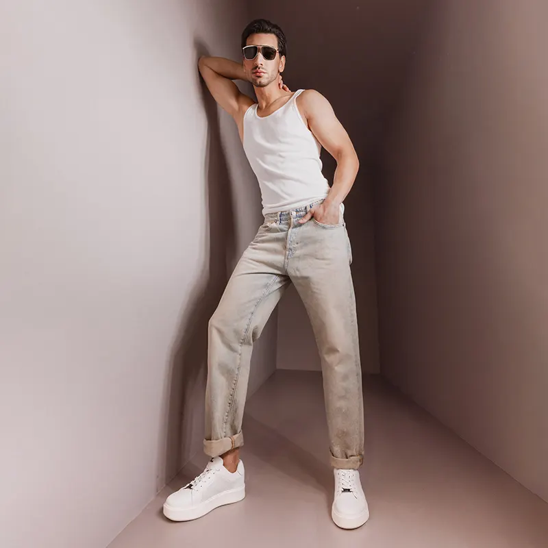 Sneakers ușori bărbați Luca di Gioia albi din piele 3911BP781A — imaginea 2