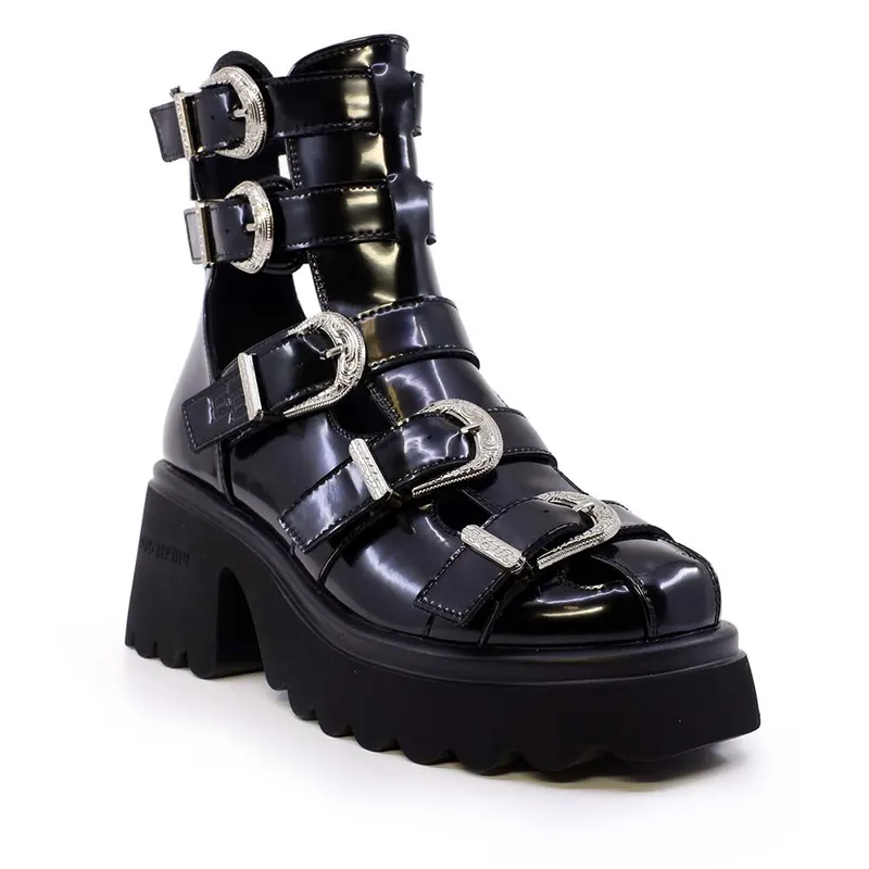 Sandale tip gladiator femei Enzo Bertini negre din piele lăcuită 3869DS012LN — imaginea 2