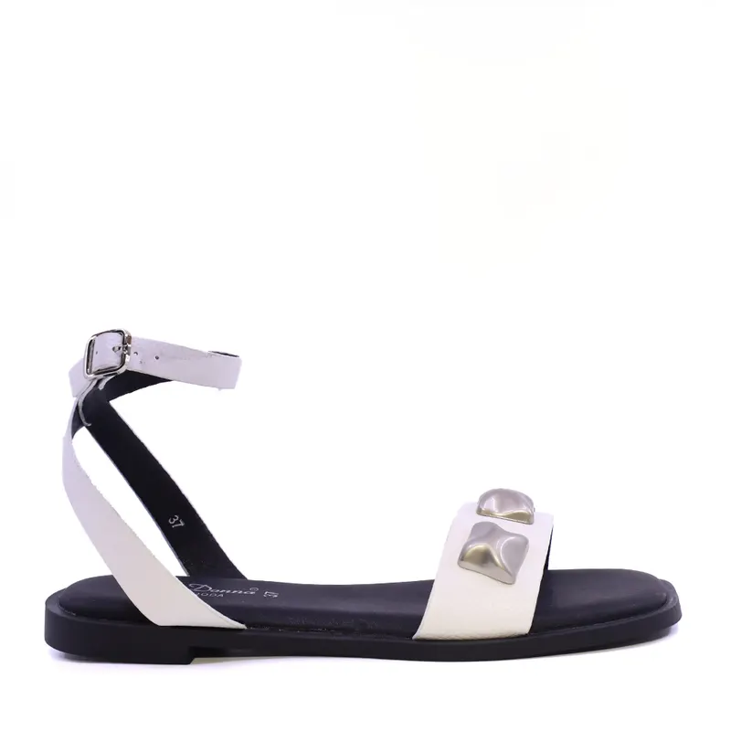 Sandale femei Solo Donna albe cu accesorii deco 2541DS9111A