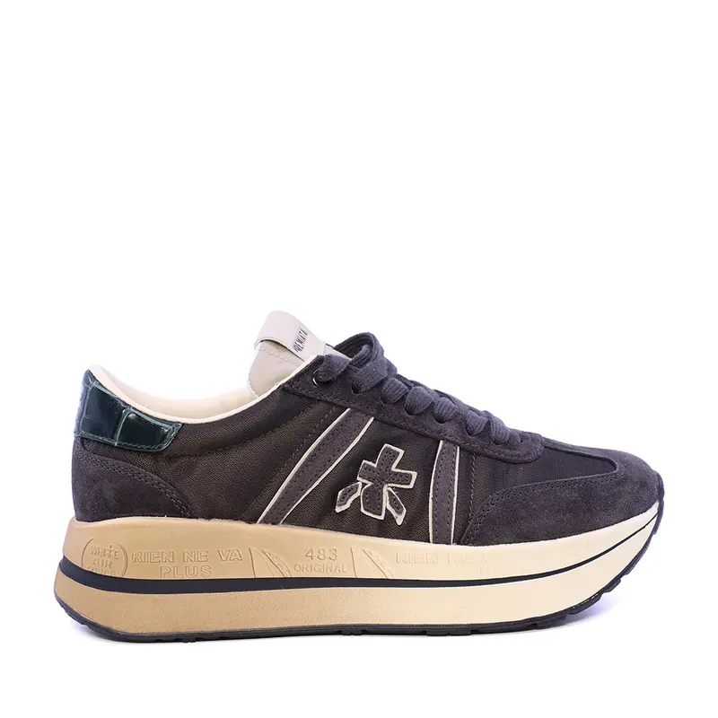 Sneakers femei Premiata Bethcoin maro din piele și textil 1692DP8505M