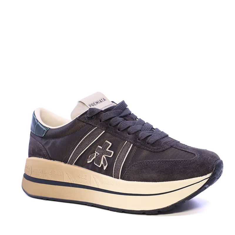 Sneakers femei Premiata Bethcoin maro din piele și textil 1692DP8505M — imaginea 2