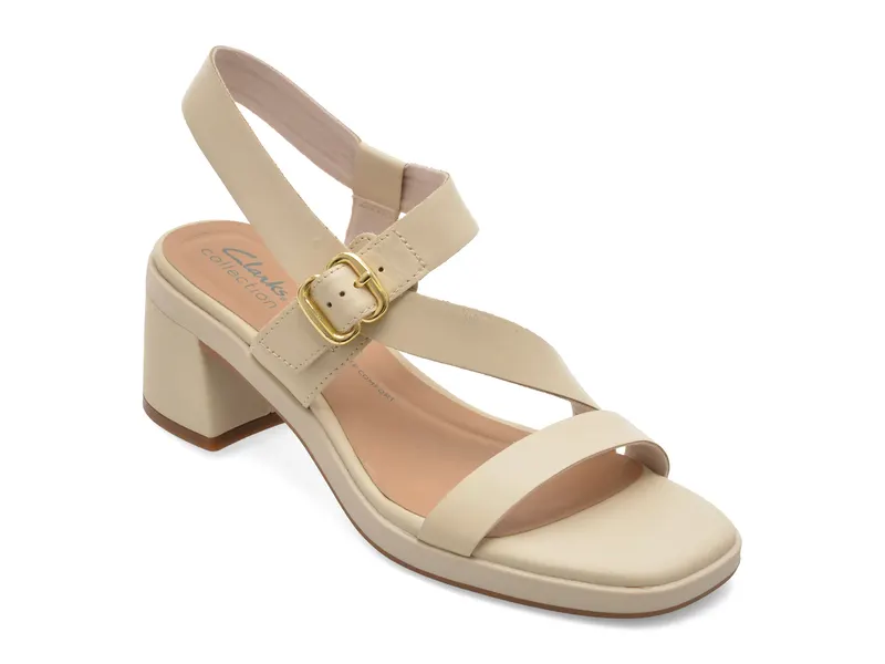 Sandale CLARKS albe, JAYLAN SOL, din piele naturala