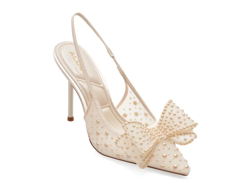 Pantofi eleganti albi, ANASTASIAA 110, din material textil