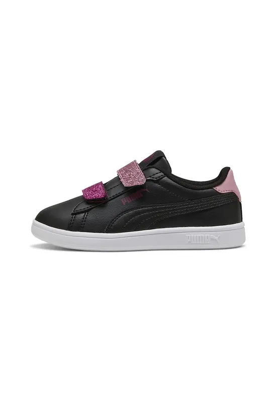 Pantofi sport cu detalii contrastante si banda velcro stralucitoare Smash 3.0 - Negru/Roz prafuit/Violet pruna